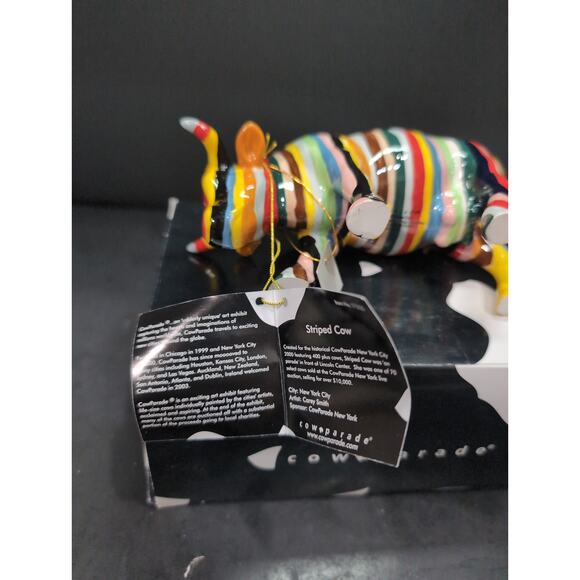 Cow Parade Striped Cow Figurine, Westland Giftware, #11255, Box & Tag - Picture 9 of 11